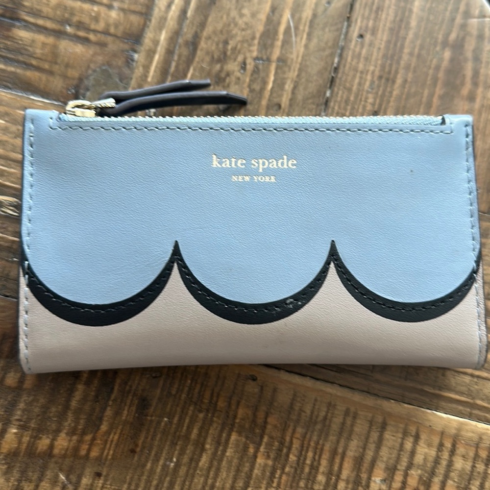 Kate spade wallet. Blue and grey scallop.